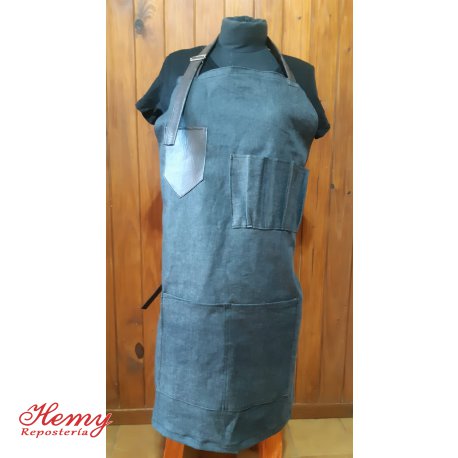 Delantal 70 cm jean y cuerina ( vs. modelos)
