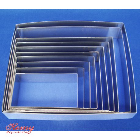 Bandas rectangulares ac. inox.  14 x 24 cms. Altura 6 cms.