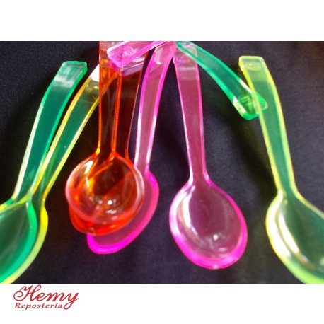Cucharas degustación fluor cristal x 10