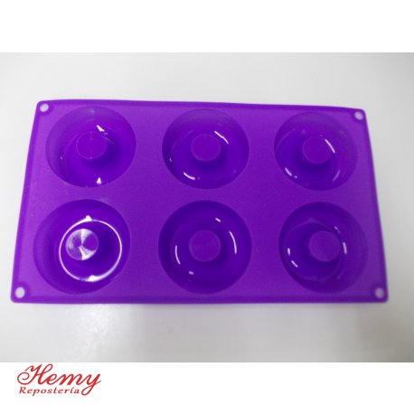 Molde Donas silicona x 6 (7.5 cm)