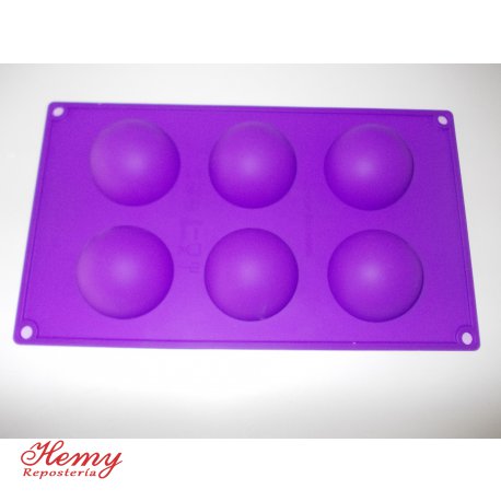Molde semi esfera silicona x 6 (6 cm diametro x 3 cm de alto)