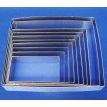 Bandas rectangulares ac. inox.  14 x 24 cms. Altura 6 cms.